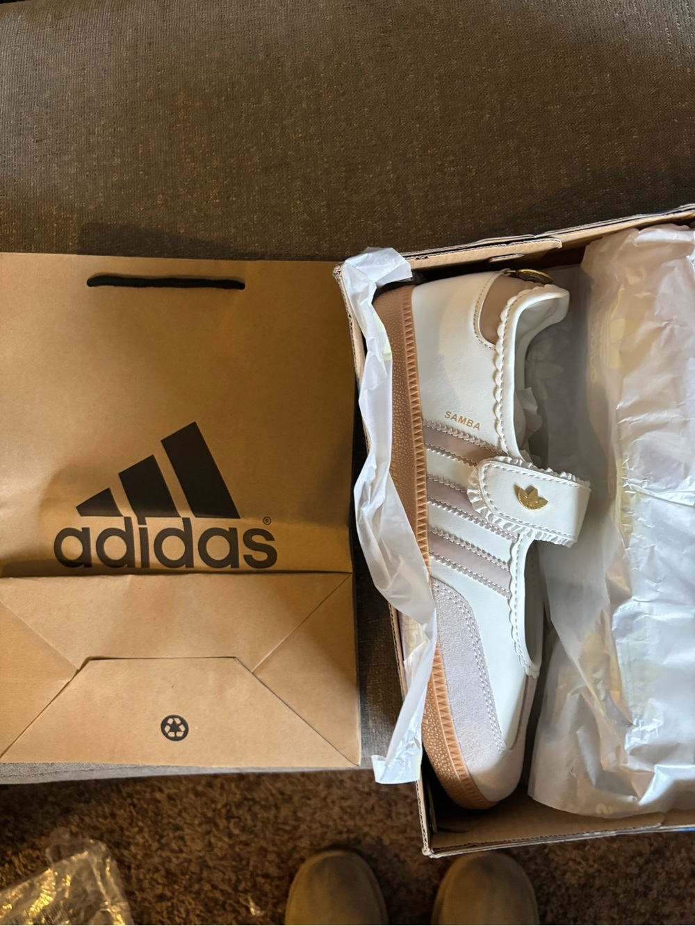 adidas Samba Mary Jane Velcro Sneakers in White and Gum